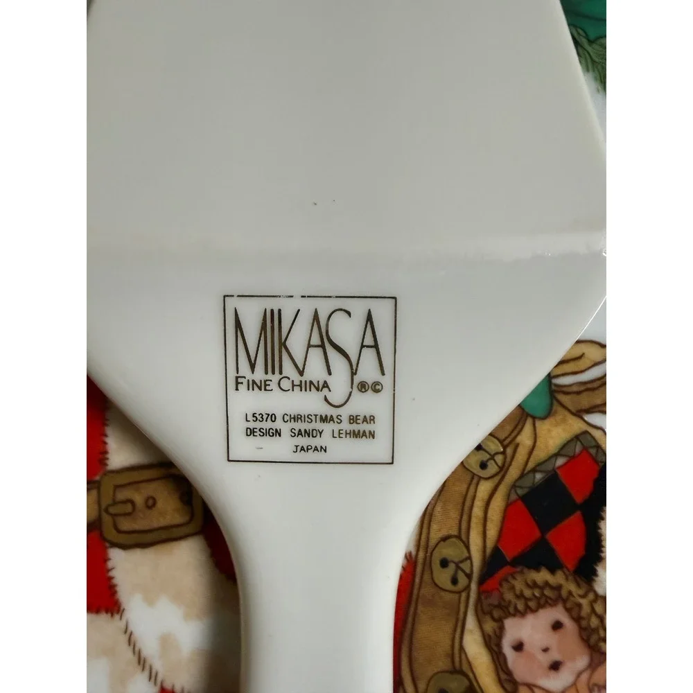 Mikasa Christmas Bear Cake Plate and Server‎ Set Sandy Lehman L5370 Fine China